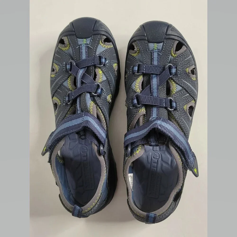 MERRELL Youth Boys Kids Hiking Waterproof Water Shoes Sandals 4 Blue Hydro Green